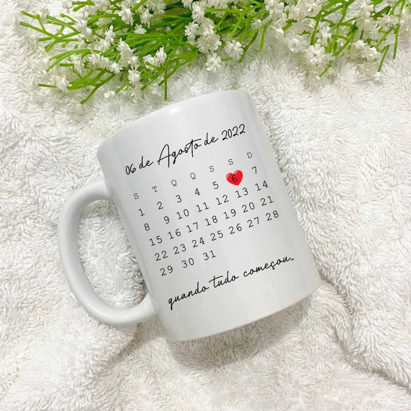 Caneca Personalizada com Calendário e Foto